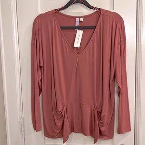 ALYA women’s long sleeve cotton top size small in rose color.
